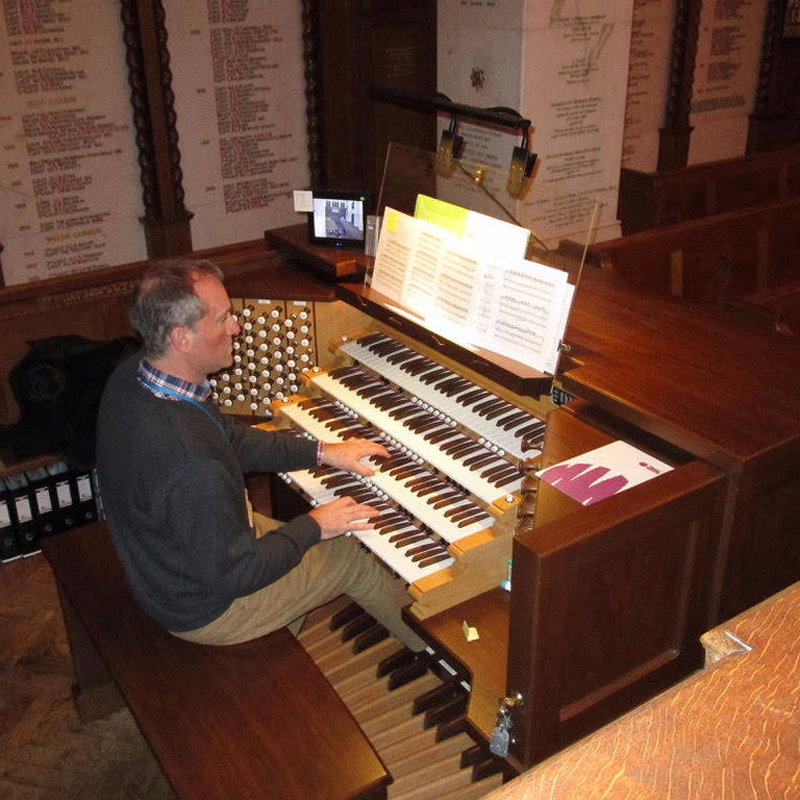 Simon Dinsdale playing organ